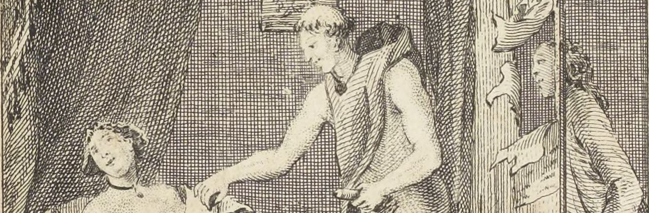 Histoire de dom B***, 1741, détail de la 1ère gravure