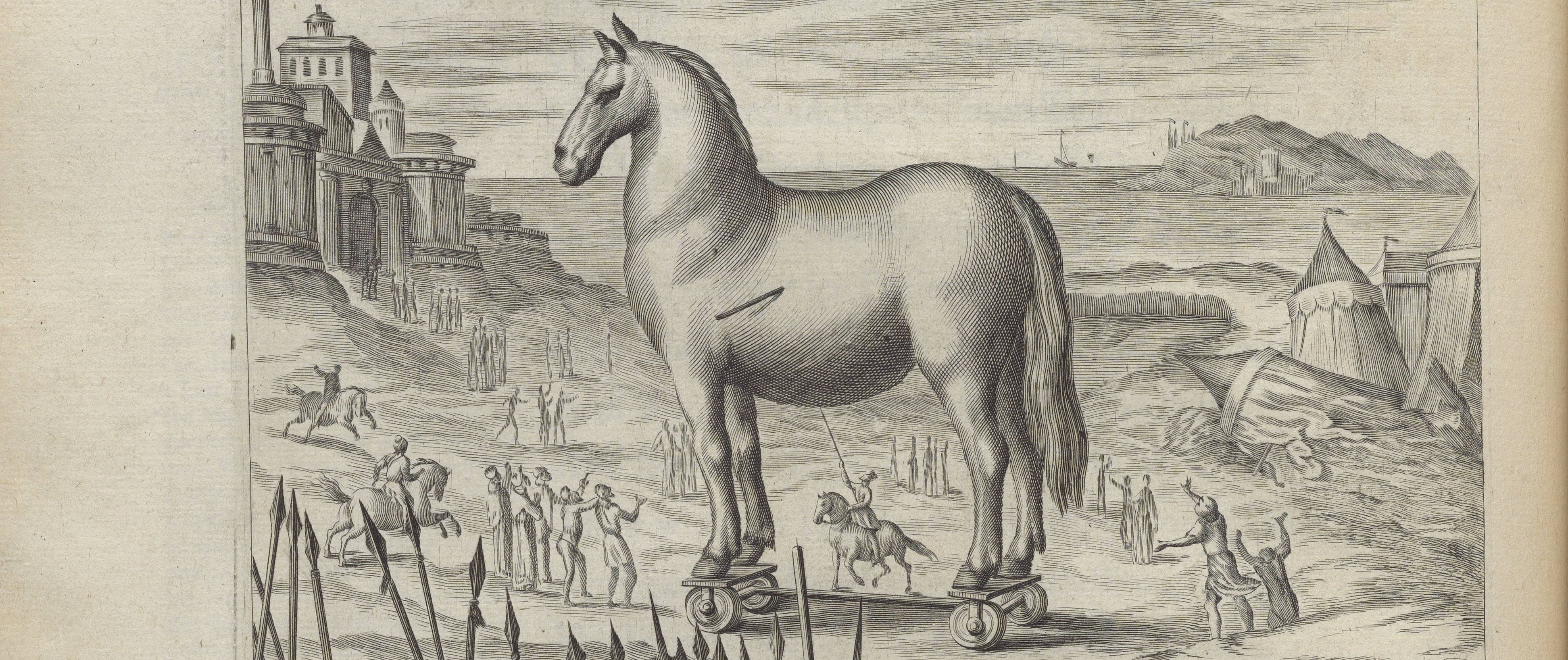Le cheval de Troie, traduction anglaise de Virgile, édition Ogilby, Londres, 1654