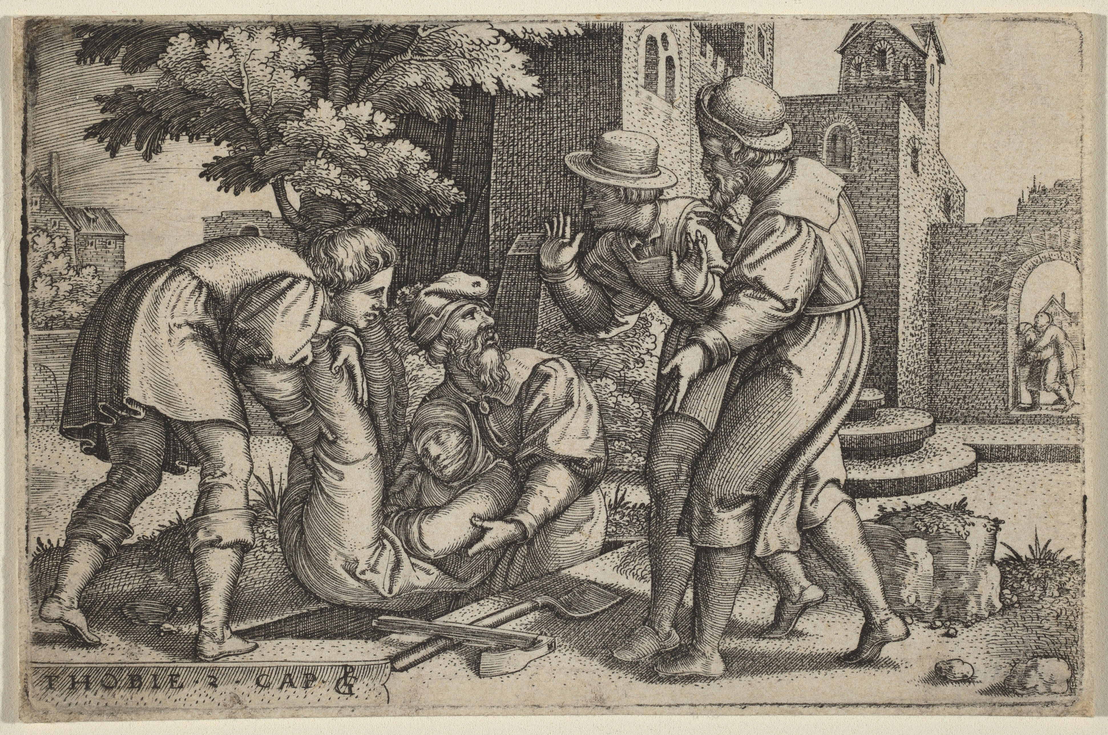 Georg Pencz, Tobit enterre un enfant d'Israël