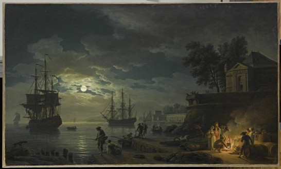 Vernet, La nuit, un port de mer au clair de lune