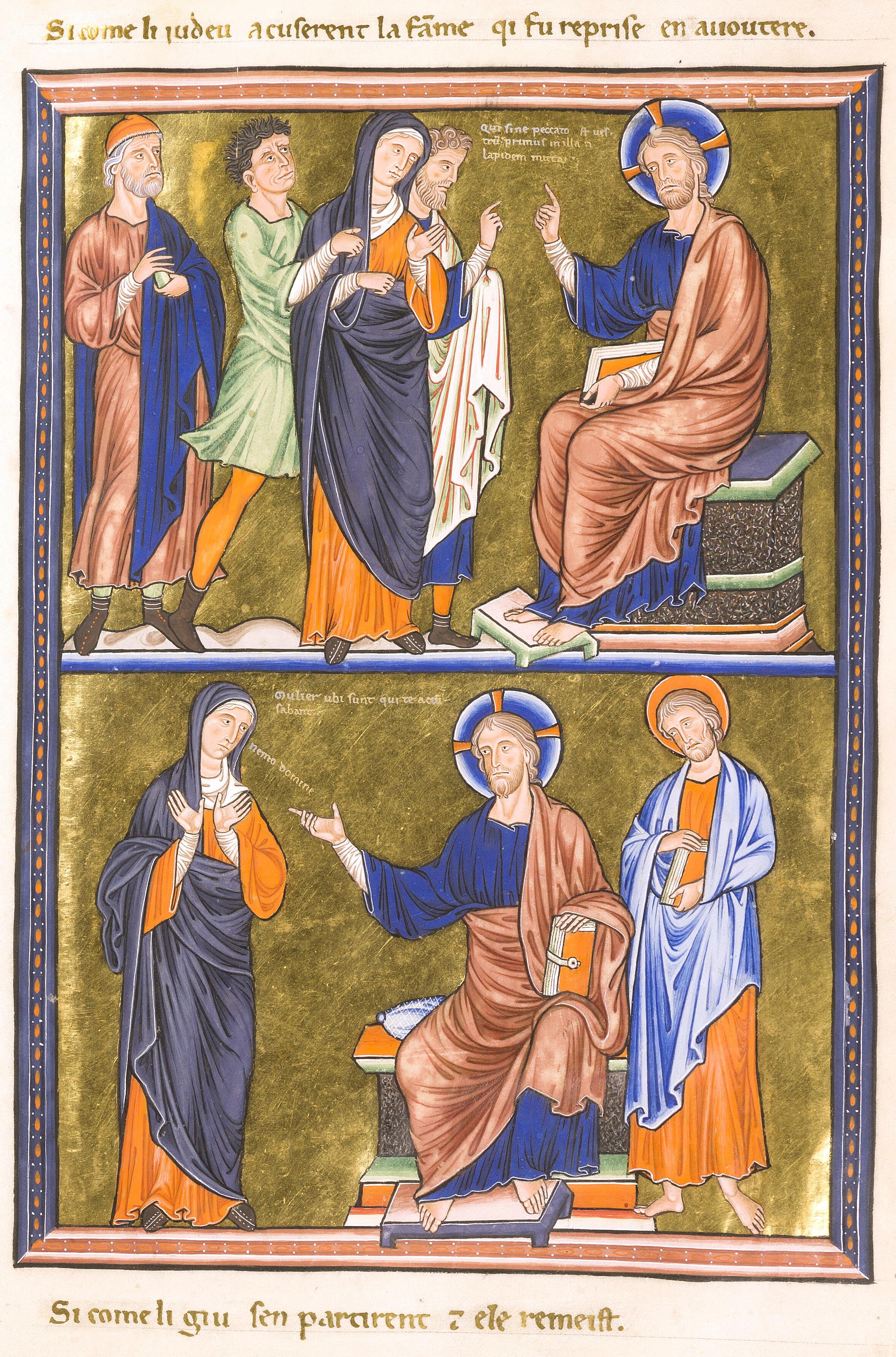 Psautier Ingeburge fol21r Christ et F. adultère