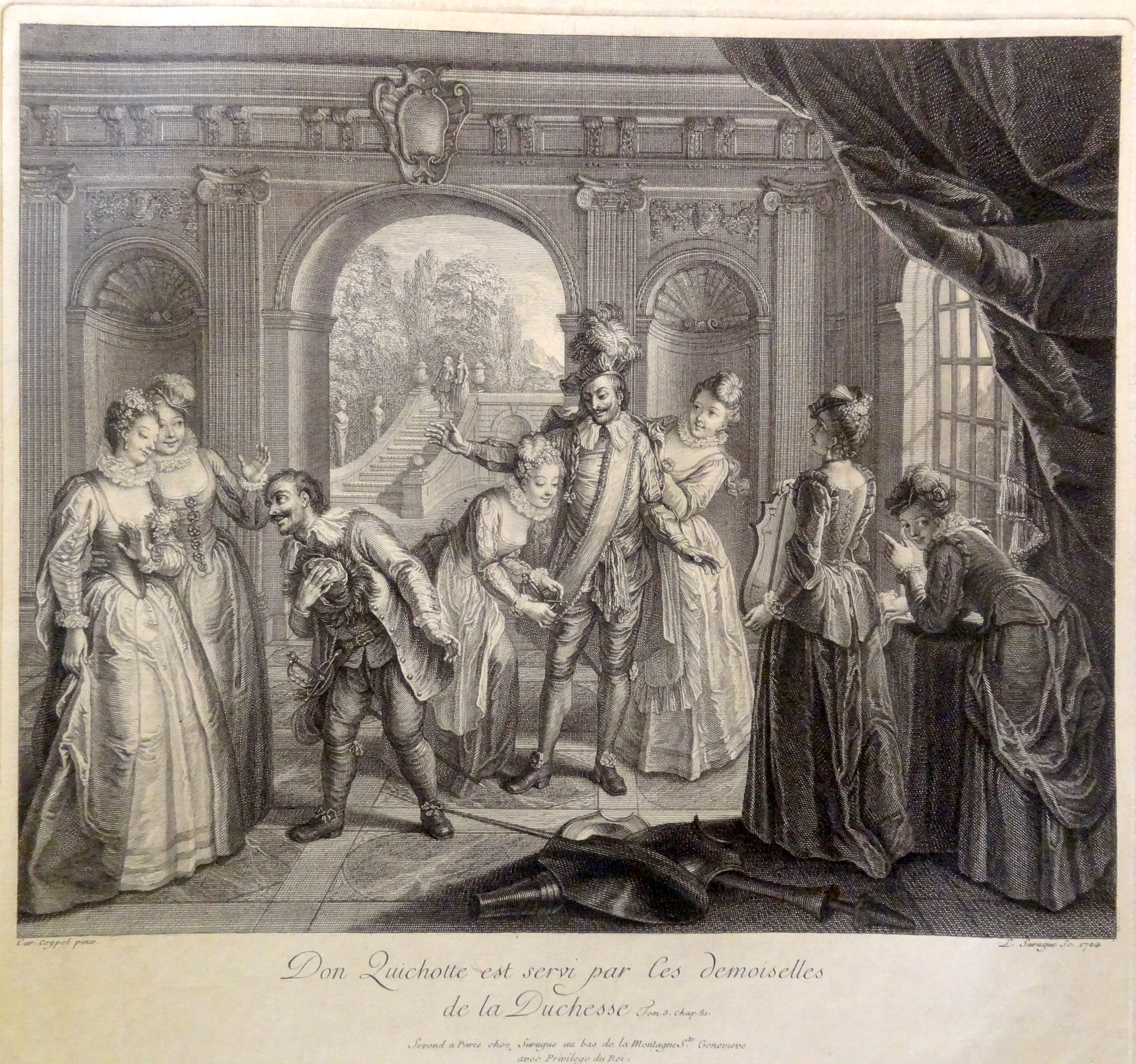 Surugue>Coypel Don Quichotte servi par les dames de la duchesse