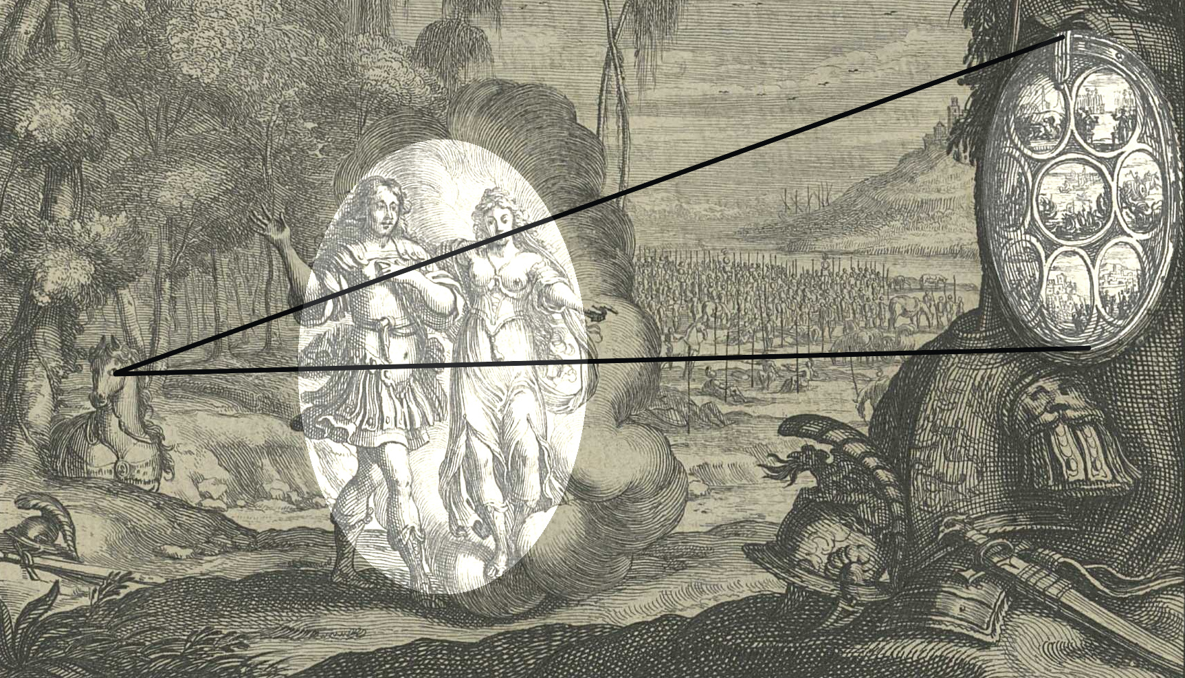 Aeneas' shield scene: visual cone diagram