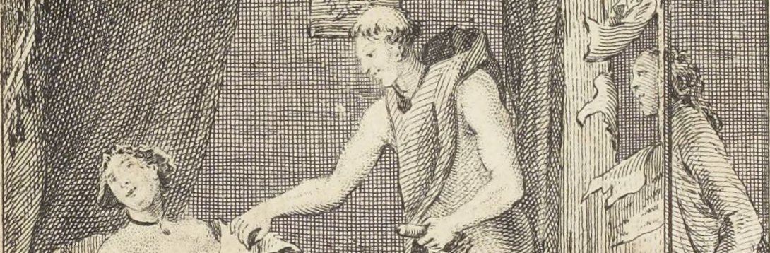 Histoire de dom B***, 1741, détail de la 1ère gravure