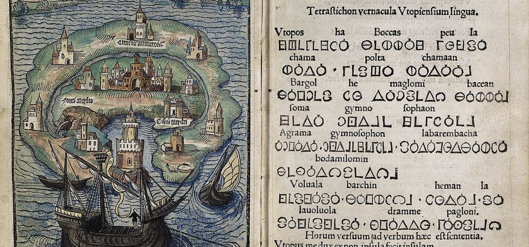 Frontispice de l'Utopie de Thomas More, 1516, détail