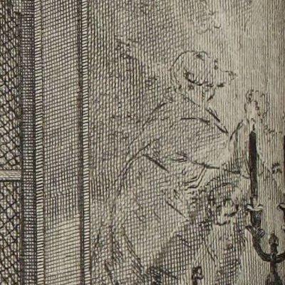 Edmond banquetant avec les moines (Paysan perverti,  Esprit 1782, fig23) - Binet
