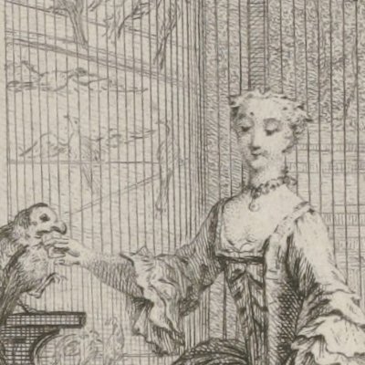 Clarisse dans sa volière (Clarisse, Nourse 1751, fig2) - Eisen