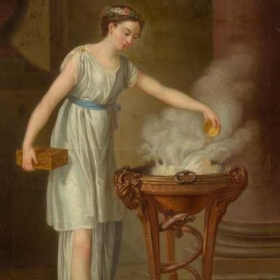 Une Prêtresse brûle de l’Encens sur un Trépied (L’Hiver) - Vien