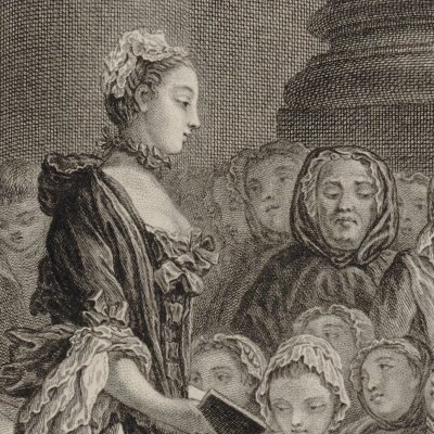 Un Prêtre, catéchisant des jeunes Filles - Moitte d’après Baudouin