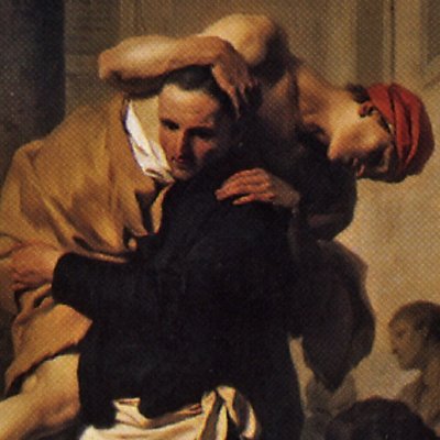Saint Camille de Lellis sauvant des malades lors des inondations du Tibre en 1598