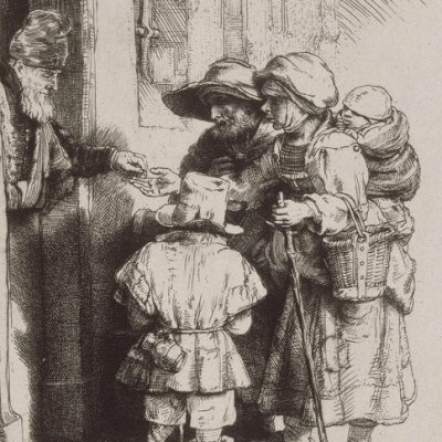 Famille de mendiants recevant l’aumône - Rembrandt