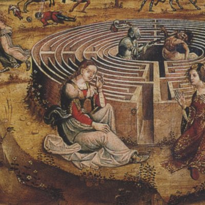Thésée et le minotaure (panneau de cassone) - Maître de Cassoni Campana