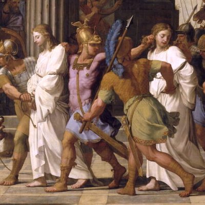 Saint Gervais et saint Protais devant Astasius refusent de sacrifier à Jupiter - Le Sueur