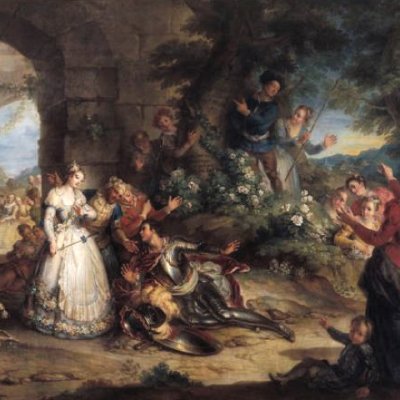 Roland apprenant les amours d'Angélique et Médor (carton de tapisserie) - Charles Coypel