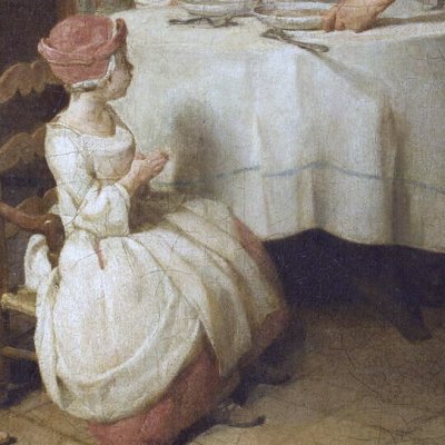Le Bénédicité (version du Louvre aux carreaux) - Chardin