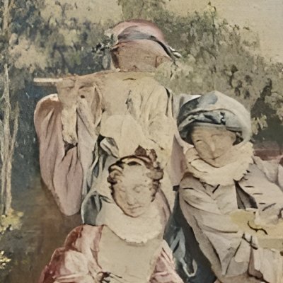 Ecran de feu à chassis en noyer doré et tapisserie représentant un concert champêtre - d’après Boucher