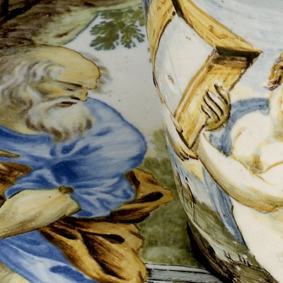 Suzanne et les vieillards - Tasse en majolique italienne du début du XVIIIe s