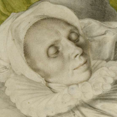 Femme sur son lit de mort, un gentilhomme à son chevet - Jacques de Gheyn