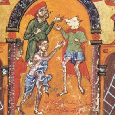 Pentecost with cynocephalus (14th-century Armenian Gospel)