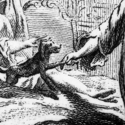 Haria et ses chiens (Denis Diderot, Les Bijoux indiscrets, 1748, fig. 4)