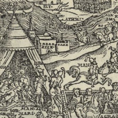 Roland échange la jument, Roger & Mandricard (Roland furieux, Valgrisi, ch30)