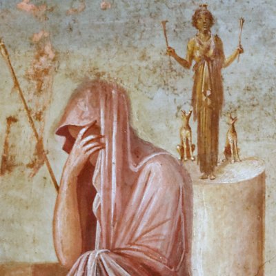 Le sacrifice d’Iphigénie (Pompéi, Maison du poète tragique) - d'après Timanthe