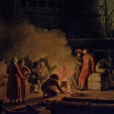 The entrance to the Port of Palermo in the moonlight - Vernet