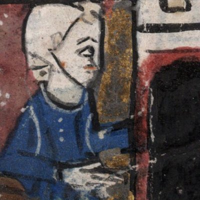 Perceval instruit par Gornemant de Goort (Perceval, Montpellier H249, f9v)