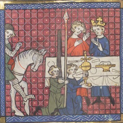 La lance qui saigne et le graal (Continuation de Perceval, Bnf Français 12577, f213v) 