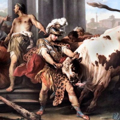 Theseus defeats the bull of Marathon (Nice version) - Vanloo