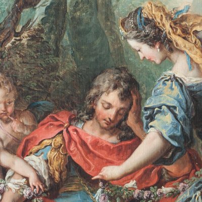 Armide enchaîne Renaud avec des fleurs (JD ch14) - Vanloo