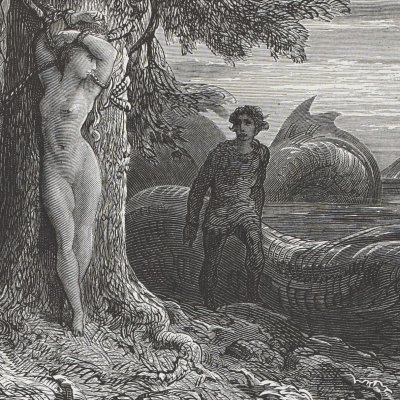 Roland vainqueur face à Olympe nue (Roland furieux, ch11, 1879) - Doré