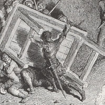 Roland délivre Isabelle des brigands (Roland furieux, ch13, 1879) - Doré