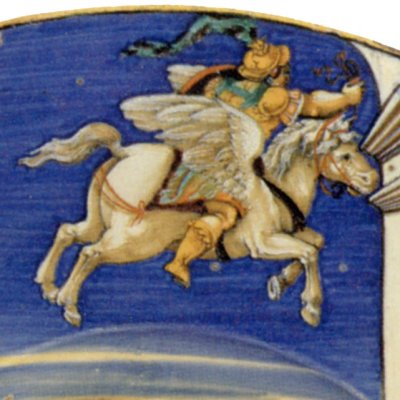 Roger fuit l’île d’Alcine (?) - Francesco Xanto Avelli da Rovigo
