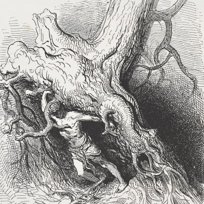 Roland déracine un arbre (Roland furieux, ch23, 1879) - Doré