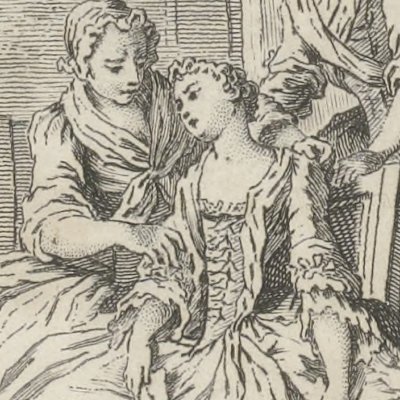 Clarisse lit la malédiction paternelle (Clarisse, Nourse 1751, fig13) - Eisen