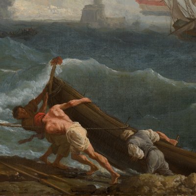 Port italien un jour de tempête - Vernet