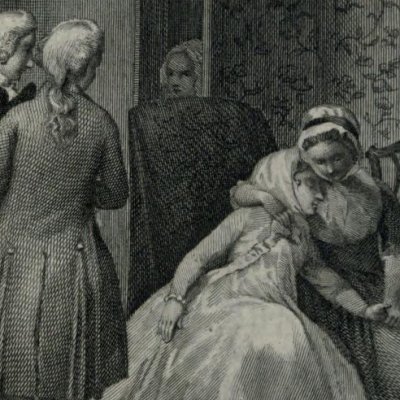 Morden trouve Clarisse malade (Clarissa, Novelist’s Mag. 1784 fig29) - Stothard