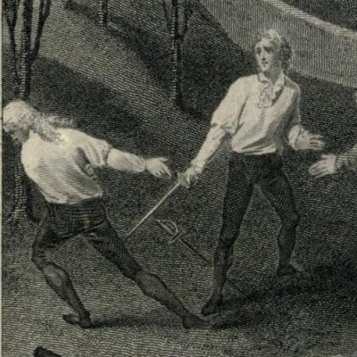 Morden tue Lovelace en duel (Clarissa, Novelist’s Mag. 1784 fig34) - Stothard