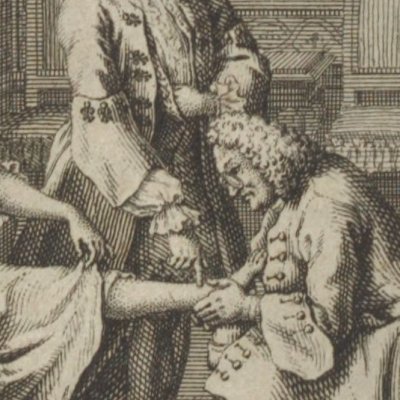 Examen du pied de Marianne (Vie de Marianne, Néaulme 1736-42 fig2) - Schley