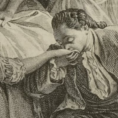 StPreux embrasse Julie malade (Coll. compl. Londres, t1, 1774, NH fig5) - Moreau