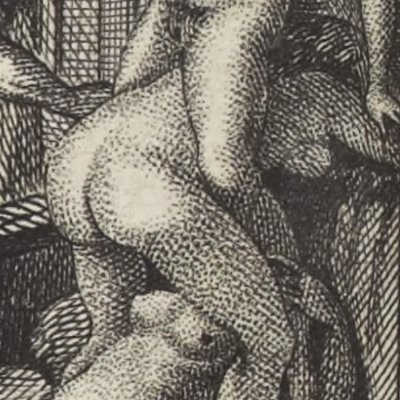 Clément fustige trois filles (Nlle Justine, 1799, ch9, fig16)