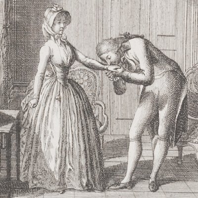 Lovelace baise la main de Clarisse (Clarissa, 1795 fig7) - Chodowiecki
