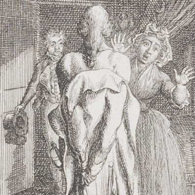 Lovelace quitte son déguisement (Clarissa, 1795 fig12) - Chodowiecki