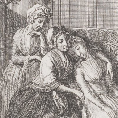 Morden découvre Clarisse malade (Clarissa, 1795 fig20) - Chodowiecki