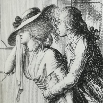 Lovelace retient Clarisse (Clarisse, Barde/Mérigot 1785 fig8) - Chodowiecki 