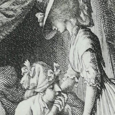 Clarisse au chevet de Lovelace (Clarisse, Barde Mérigot 1785 f10) - Chodowiecki 