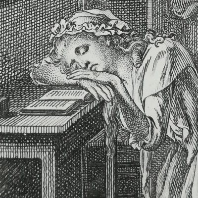 Belford trouve Clarisse en prison (Clarisse, Barde/Mér. 1785 fig15) -Chodowiecki
