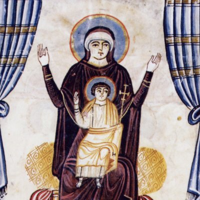 Vierge à l’enfant, orante et trônant - Évangile d’Etchmiadzine