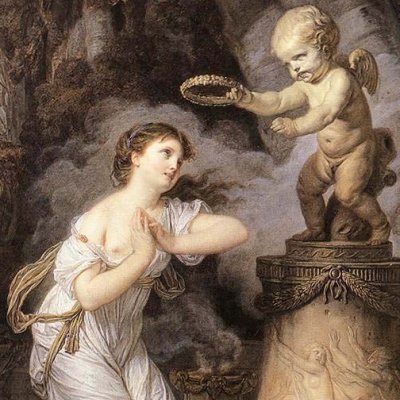 Une jeune fille qui fait sa prière au pied de l’autel de l’Amour - Greuze